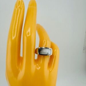 Vintage .925 Sterling Silver & Mother Of Pearl Stone Size 7 1/2 Unisex Ring